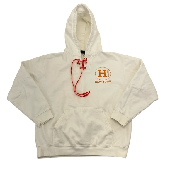H New York Tops - “H” New York Heavyweight Hoodie Medium White/Orange
